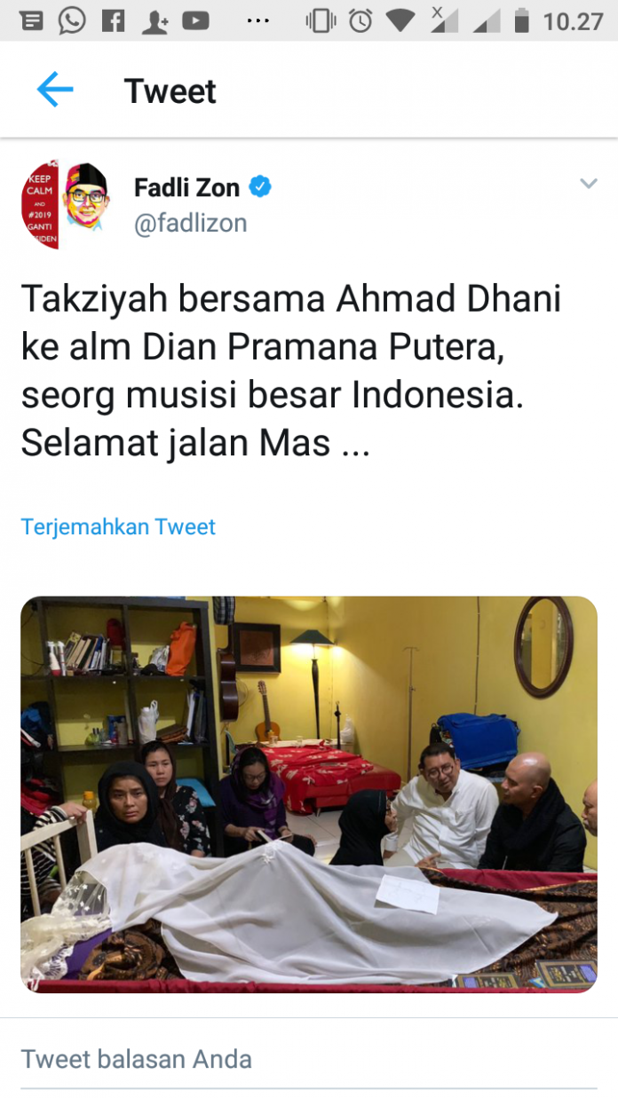 Bareng Dhani dan Mulan, Fadli Zon Melayat Dian Pramana