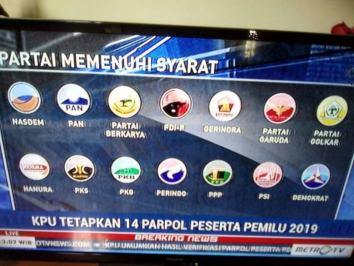 Ini Dia 14 Partai Politik Peserta Pemilu 2019