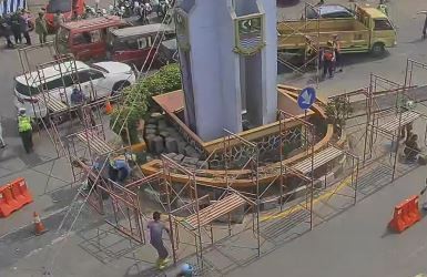 Tugu di Simpang SGC Dibongkar, Polisi Berlakukan Rekayasa Lalin