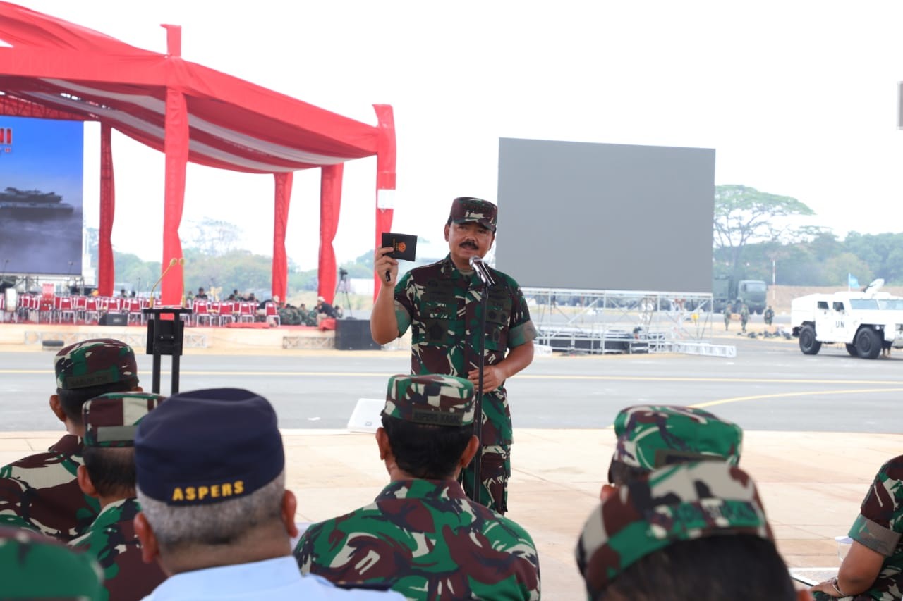Panglima TNI Tinjau Gladi Kotor Upacara HUT ke-74 TNI