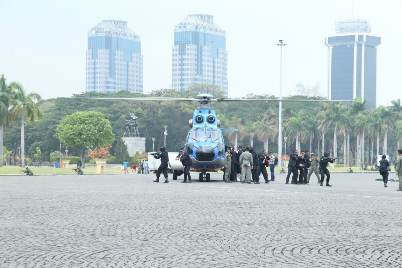 Panglima TNI Tinjau Simulasi Pengamanan Pelantikan Presiden RI di Monas