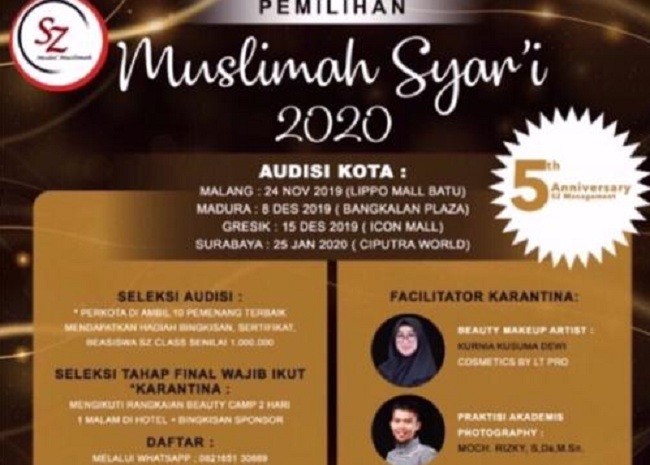 Pemilihan Muslimah Syar’i 2020 Bakal Digelar, Catat Tanggal dan Kotanya