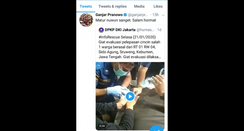 Ganjar Pranowo Ucapkan Terima Kasih ke Damkar DKI