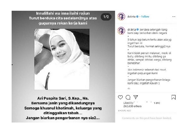 Perawat Sedang Hamil Meninggal Karena Corona, dr Tirta:Jangan Biarkan Pengorbanannya Sia-sia