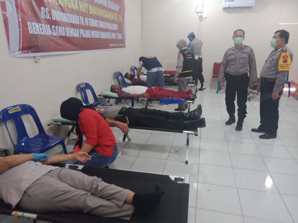 Sambut Hari Bhayangkara Ke-74, Polres Tebing Tinggi Gelar Donor Darah