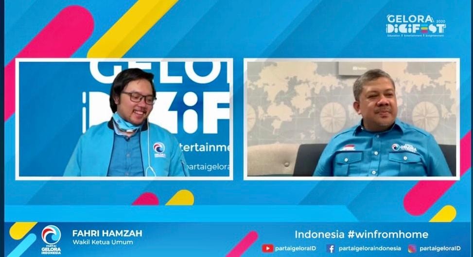 Buka GELORA DIGIFEST 2020, Fahri Hamzah: Partai Gelora Siapkan Darah Segar