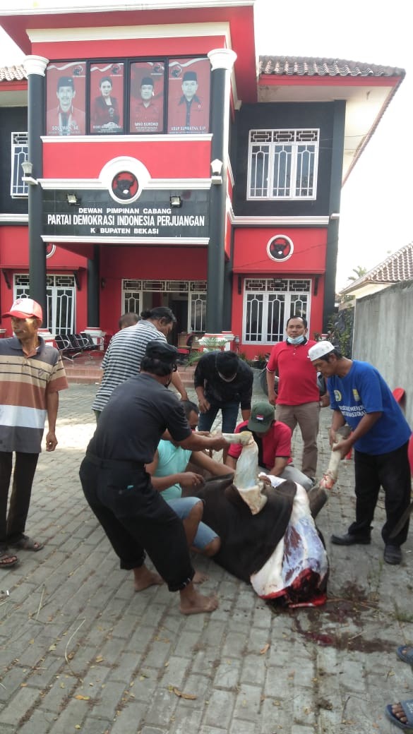 DPC PDIP Bekasi Bagikan Daging Kurban ke Warga