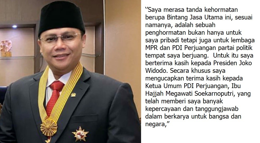Presiden Anugerahi Tanda Kehormatan Bintang Jasa Utama Pada Ahmad Basarah