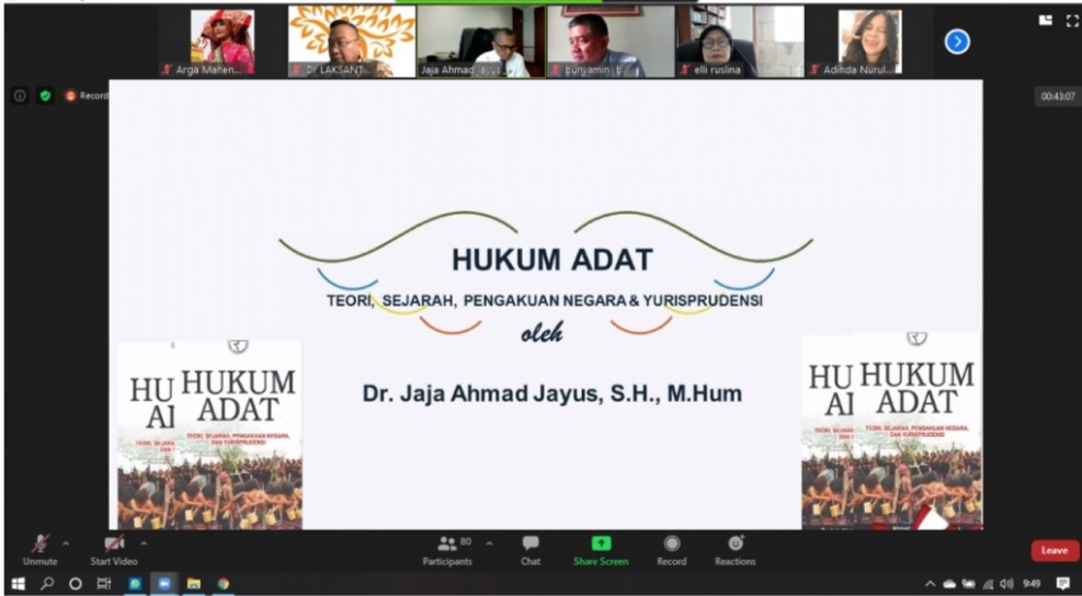 Bedah Buku Hukum Adat Karya Dr. H. Jaja Ahmad Jayus