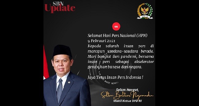Sultan B Najamudin: Pers Harus Tetap Jadi Lilin dalam Kegelapan