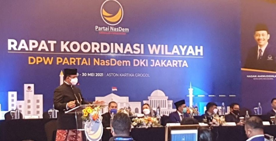 Hadiri Rakorwil NasDem DKI, Anies Baswedan Disambut Meriah