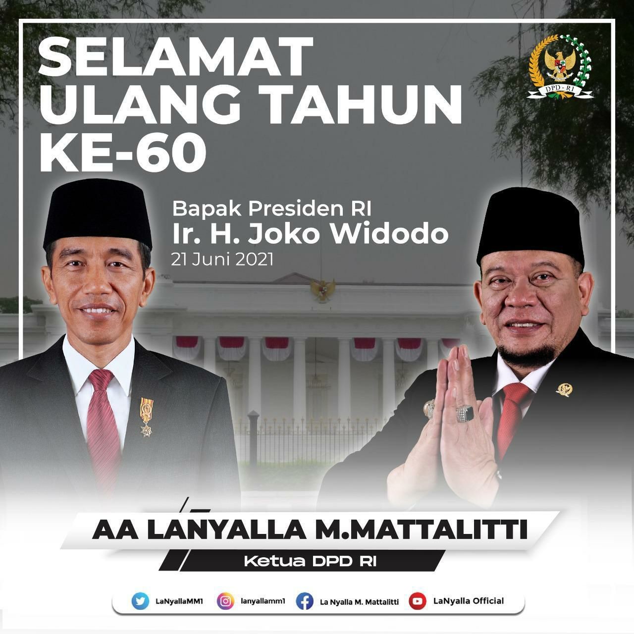 Ucapkan Selamat Ultah ke Jokowi, LaNyalla Optimis RI Keluar dari Pandemi