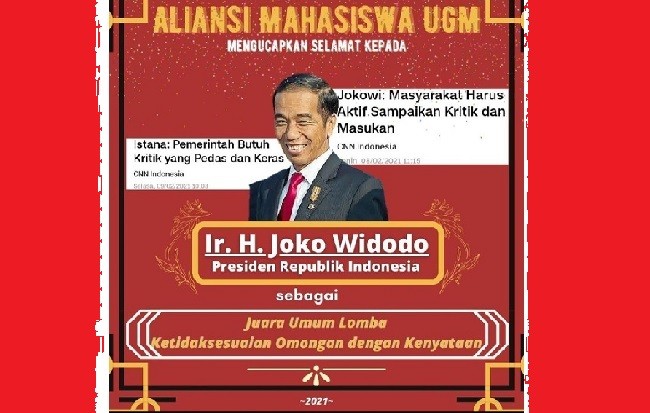 Giliran Mahasiswa UGM Beri Gelar ke Jokowi, Juara Umum Lomba Ketidaksesuaian Omongan