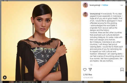 Diserang Netizen Indonesia, Miss World Malaysia Minta Maaf Usai Klaim Batik
