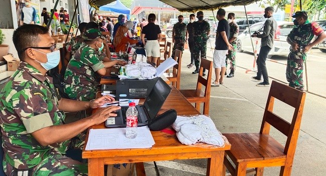 Tekan Laju Covid-19, Kodim 0619/Purwakarta Gelar Vaksinasi di Rest Area KM 72 A Tol Purbaleunyi