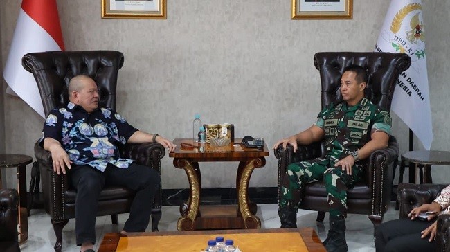 Kunjungi Ketua DPD RI, Panglima TNI Pastikan Aparatnya Tak akan Represif Jaga Demonstrasi