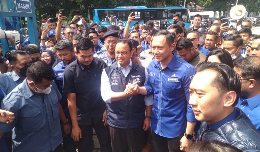 Tiba di DPP Demokrat, Anies Disambut Yel-yel 'Ayo-ayo, Anies-AHY...Kuyakin Kita Pasti Menang'