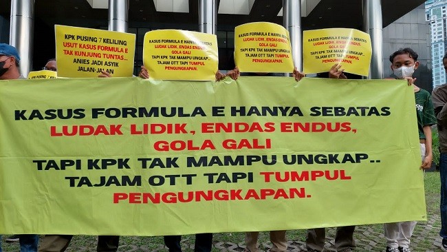 Aksi di KPK, Aktivis SPK: Tajam OTT Tapi Tumpul Ungkap Kasus Formula E