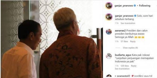 Ganjar Pranowo Unggah Foto Bareng Jokowi di Solo
