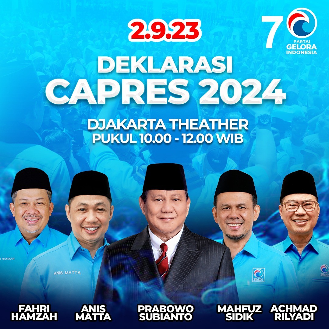 Besok, Partai Gelora Siap Gelar Deklarasi Dukungan ke Prabowo sebagai Capres