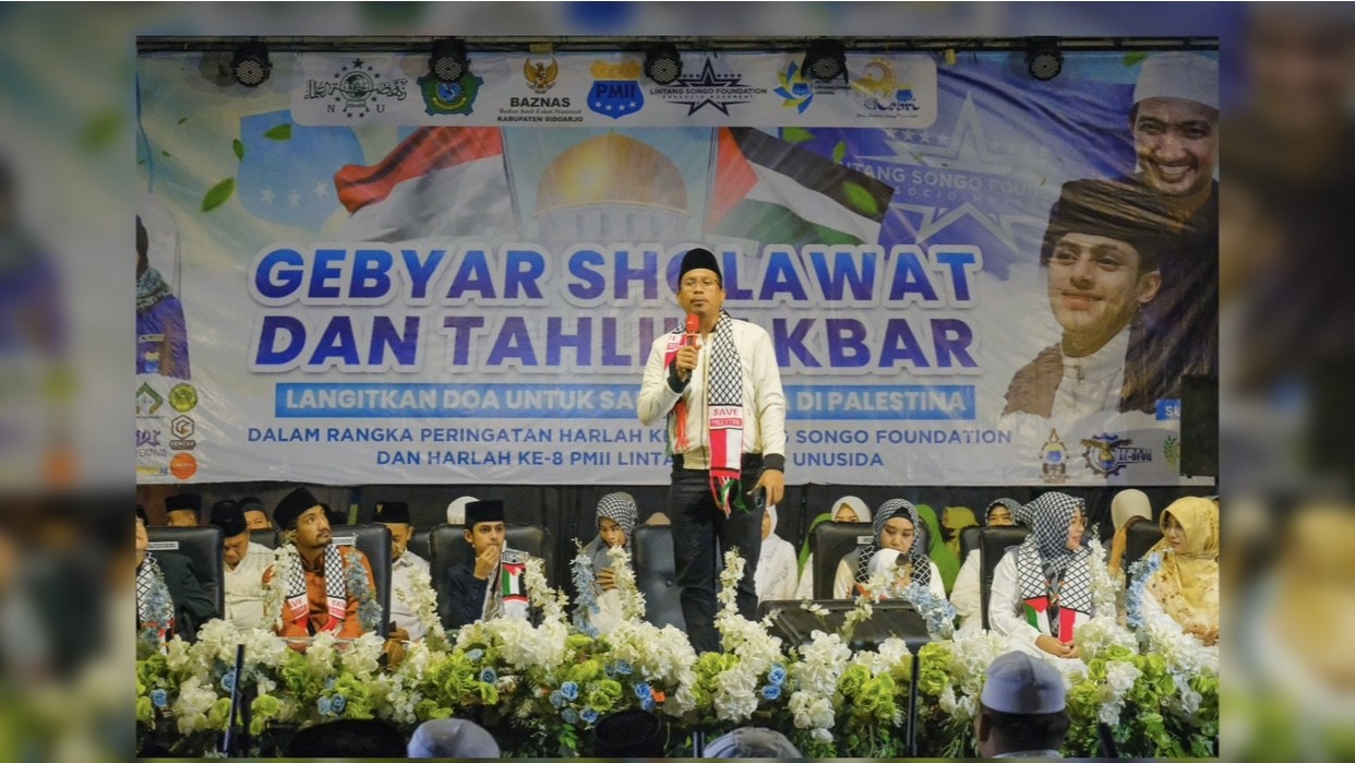 PMII Lintang Songo Unusida dan Yayasan LSF Sukses Gelar Gebyar Sholawat untuk Bantu Palestina