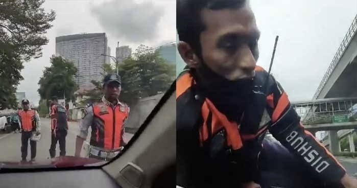 Bak Film Action, Petugas Dishub DKI Nemplok di Kap Mobil