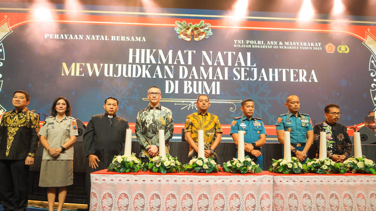 Dankodikmar Kodiklatal Hadiri Puncak Perayaan Natal Bersama TNI-Polri Wilayah Kogartap III Surabaya