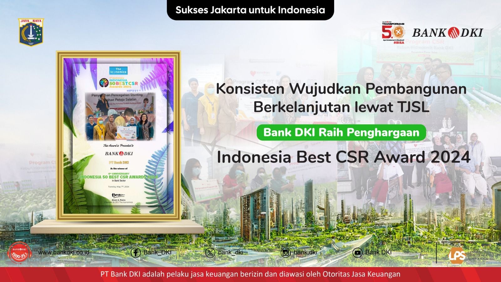 Bank DKI Raih Penghargaan Indonesia Best CSR Award 2024