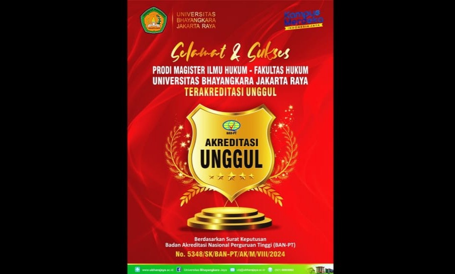 Program Studi Magister Ilmu Hukum Ubhara Jaya Raih Akreditasi Unggul