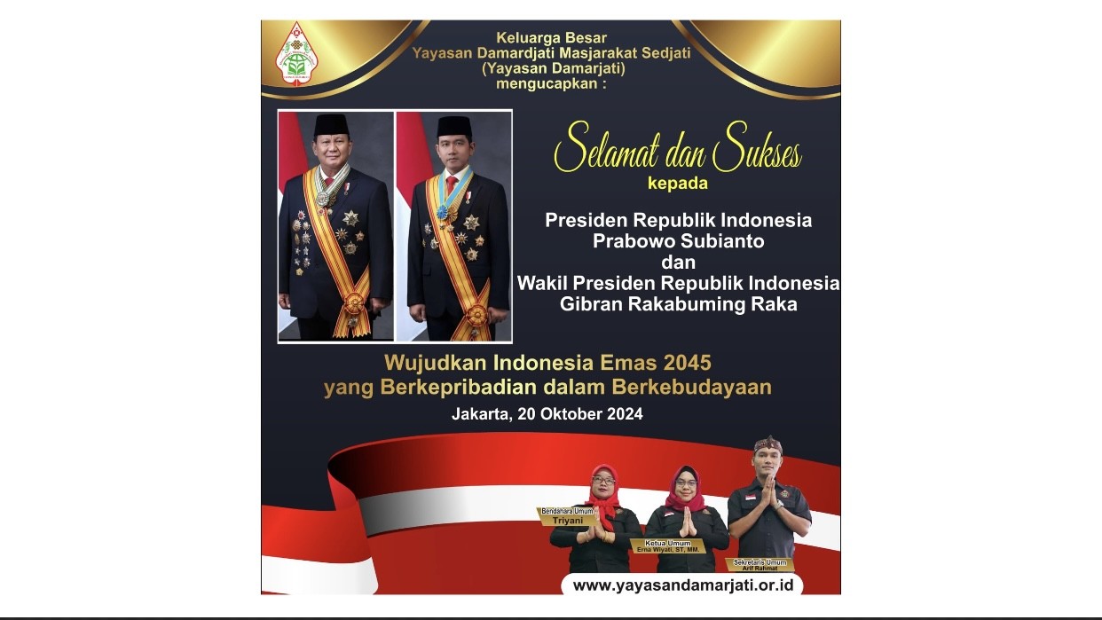 Selamat Bekerja Presiden Prabowo - Wapres Gibran, Wujudkan Tata Kelola Kebudayaan Menuju Indonesia Emas Berkepribadian Dalam Berkebudayaan