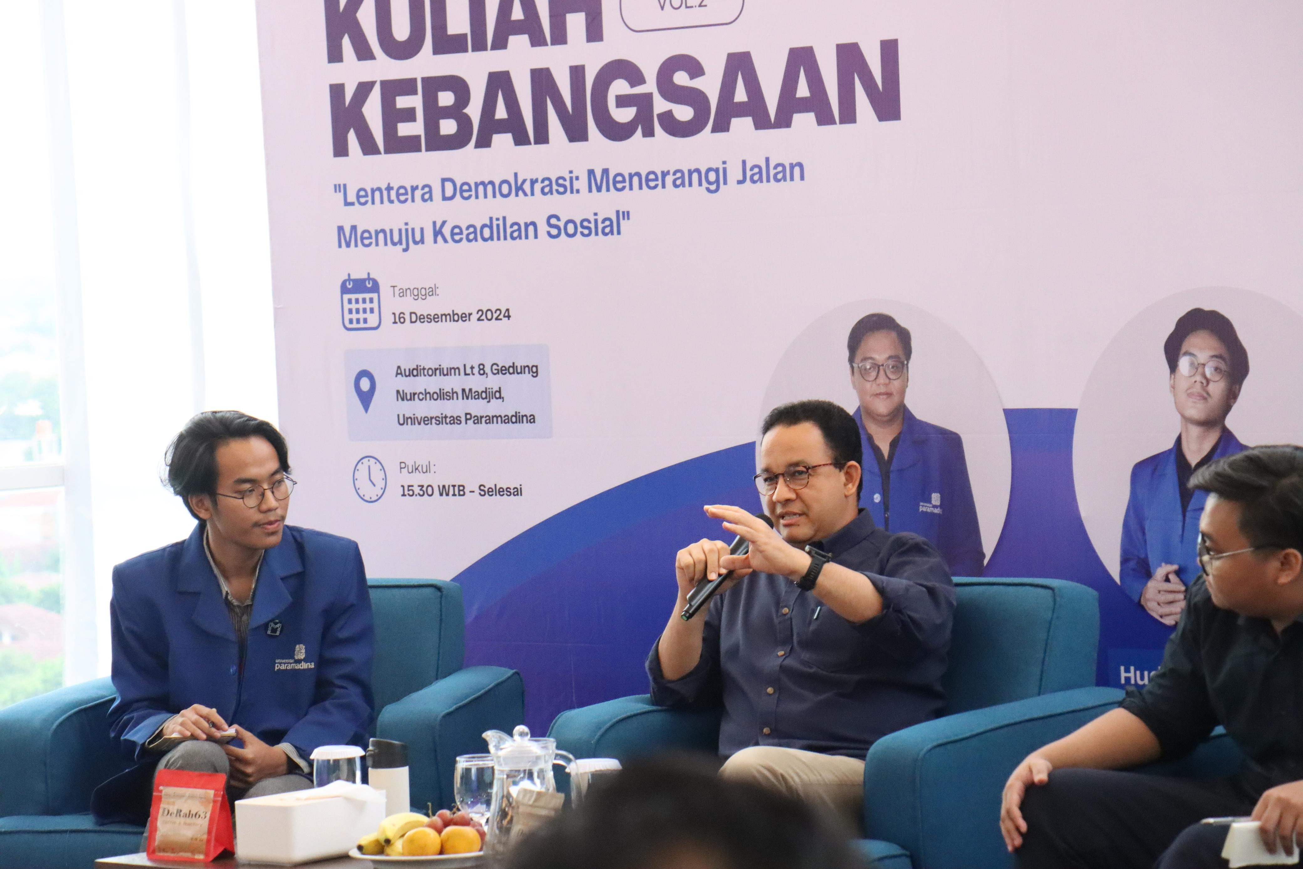 Kuliah Kebangsaan di Universitas Paramadina, Anies Baswedan Bicara Demokrasi hingga Ketimpangan Sosial