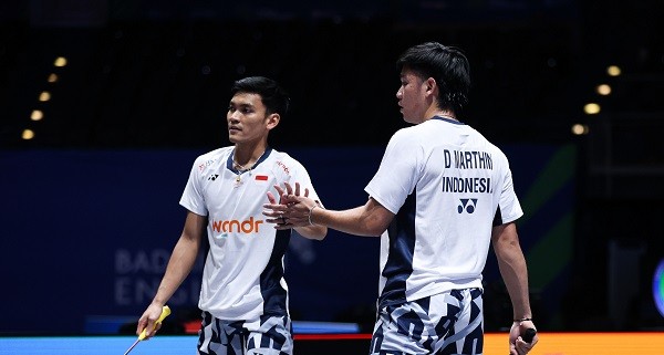 Ganda Putra Muhammad Shohibul Fikri/Daniel Marthin Kejutkan Unggulan Pertama All England 2025