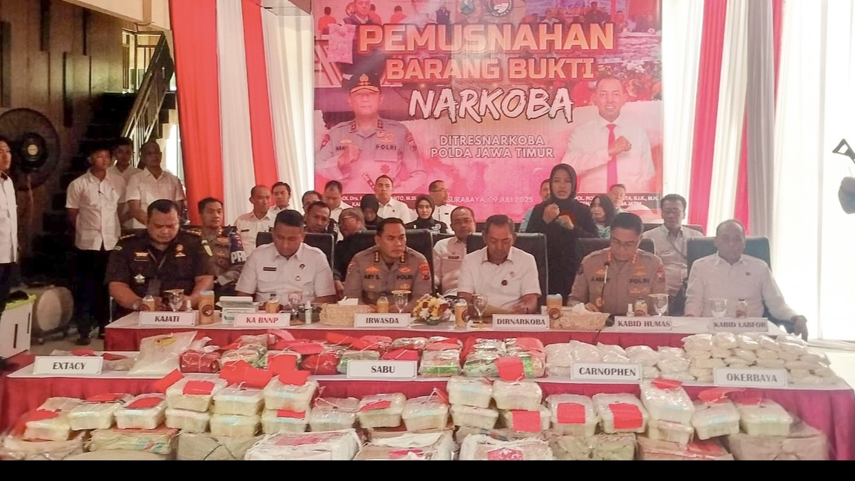 3.022 Kasus Narkoba, Polda Jatim Tangkap 3.876 Tersangka dan Selamatkan 1,2 Juta Jiwa