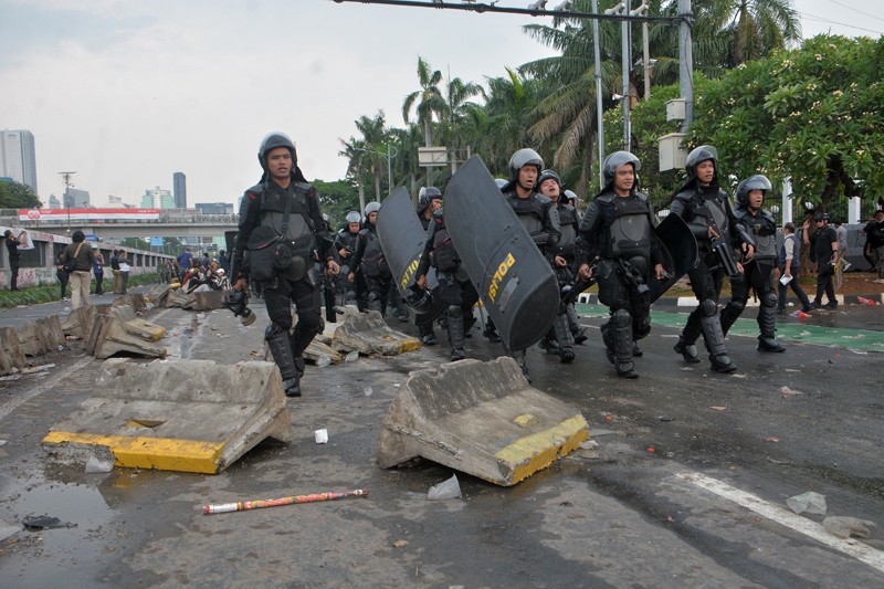 Ribuan Personel Gabungan dari Polda Metro Jaya, TNI, dan Pemda DKI Jakarta Kawal Demo