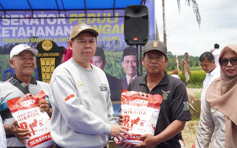 Sultan B. Najamudin Turun ke Sawah, Serahkan Alsinta dan Benih Jagung Untuk Petani Bengkulu