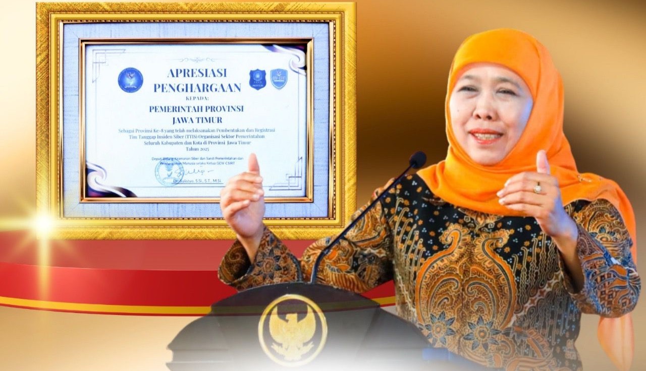 Pemprov Jatim Raih Penghargaan BSSN atas Pembentukan Tim Tanggap Insiden Siber di 38 Daerah