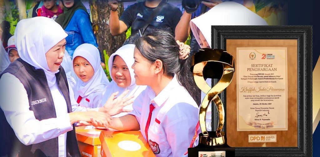 Gubernur Khofifah Raih DPD RI Awards 2025 atas Komitmen Lindungi Anak dan Berdayakan Perempuan