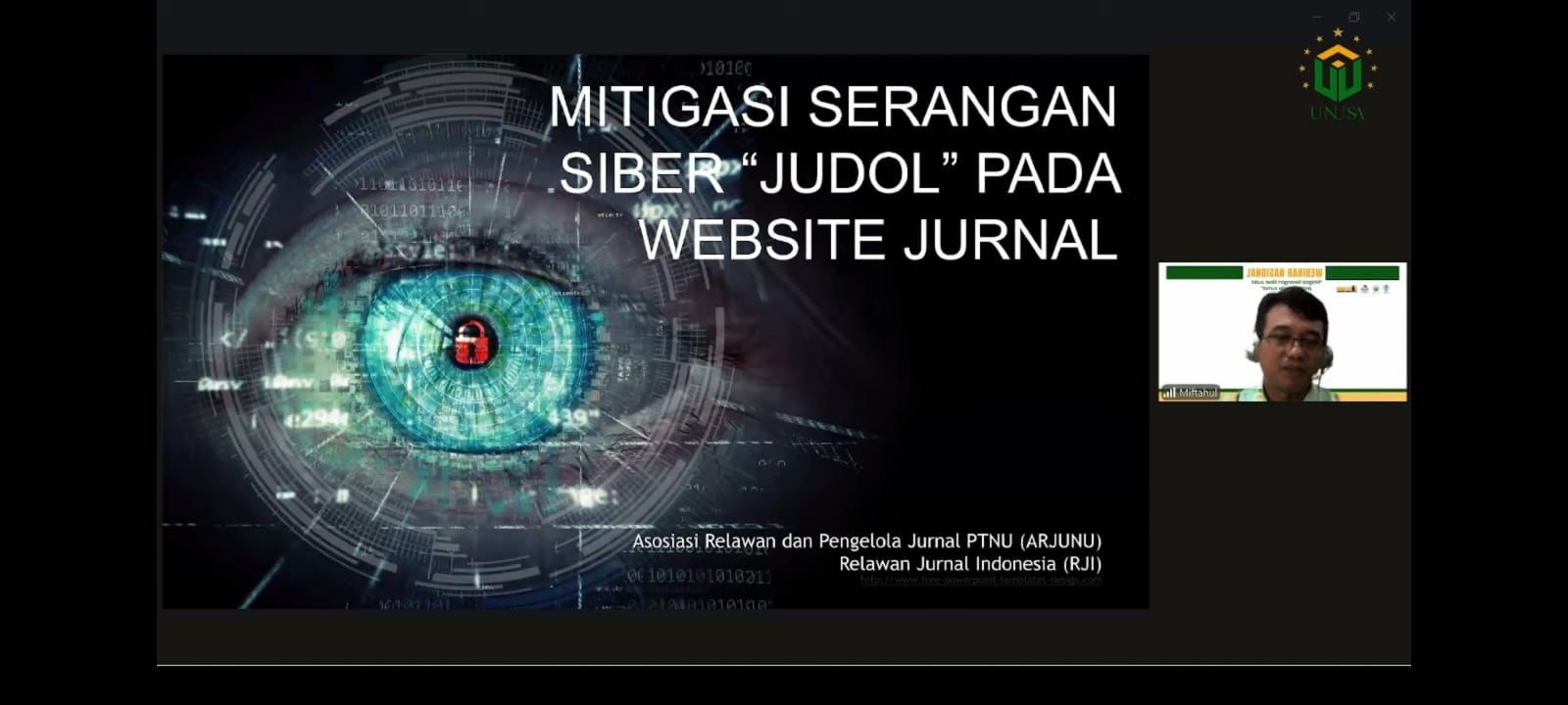 ARJUNU dan RJI Gelar Webinar Nasional “Mitigasi Serangan Siber Judol pada Website Jurnal Ilmiah”
