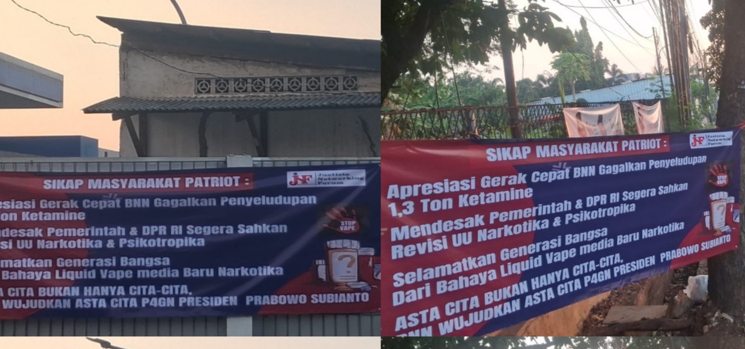 Bertebaran Spanduk Dukung Gerak Cepat BNN Wujudkan P4GN Dalam Asta Cita Presiden Prabowo Subianto