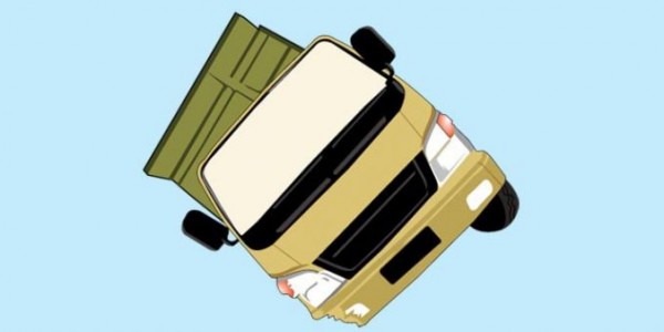 Truk Terbalik di Dalam Kapal Feri