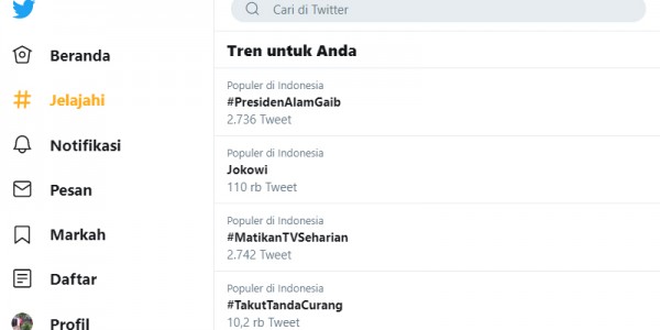 Tagar #PresidenAlamGaib Jadi Tranding Topik