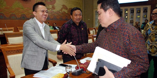 Salam Pertama Menteri BUMN Dengan Anggota Komisi VI DPR Mufti Anam