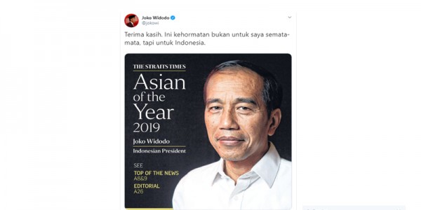 Jokowi Dinobatkan Tokoh Paling Berpengaruh se-Asia