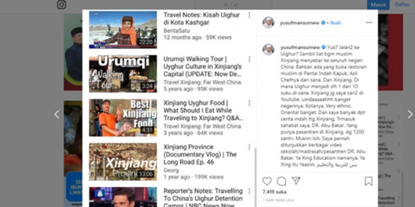 Founder AMI Foundation 'Telanjangi' Data Yusuf Mansur soal Uighur