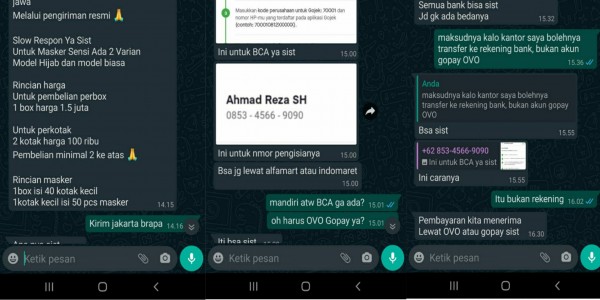 Penipuan Masker Gunakan Gopay dan Ovo
