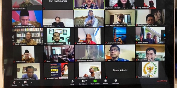 Komite I Raker Dengan Menteri Desa PDTT Secara Vidcon  Bahas Kebijakan Selama Pandemi Covid-19