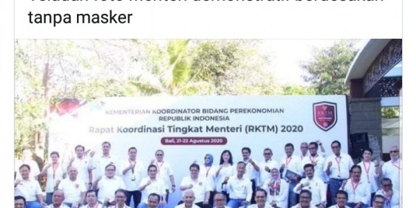 Para Menteri Berdesakan Tanpa Masker, Sohibul : Apa Ini Gejala Frustrasi Sosial?