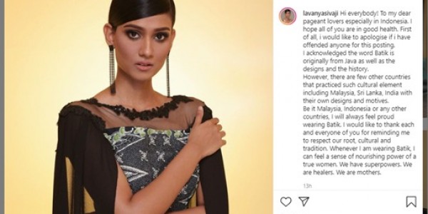 Diserang Netizen Indonesia, Miss World Malaysia Minta Maaf Usai Klaim Batik