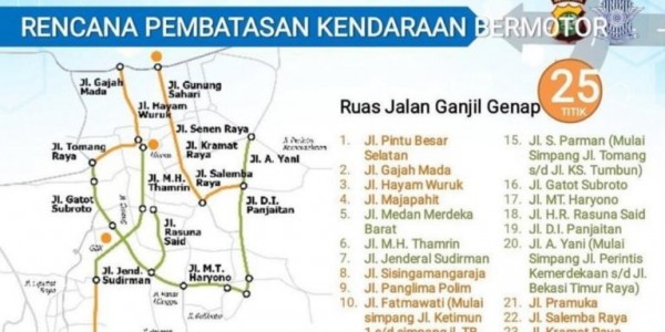 Gage Kembali Berlaku di 25 Titik Jalan Ibu Kota, Berikut Lokasinya