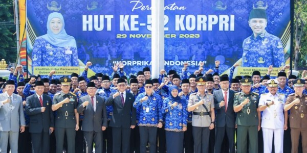HUT ke-52 KORPRI, Gubernur Khofifah Tekankan Pentingnya Netralitas ASN Jelang Pemilu 2024